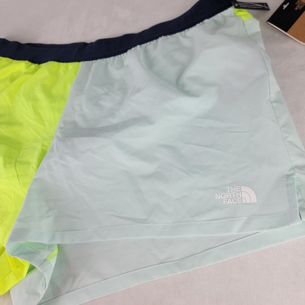 THE NORTH FACE Womens 2XL Wander Short Elastic Waistband Brief Blue Yellow NWT